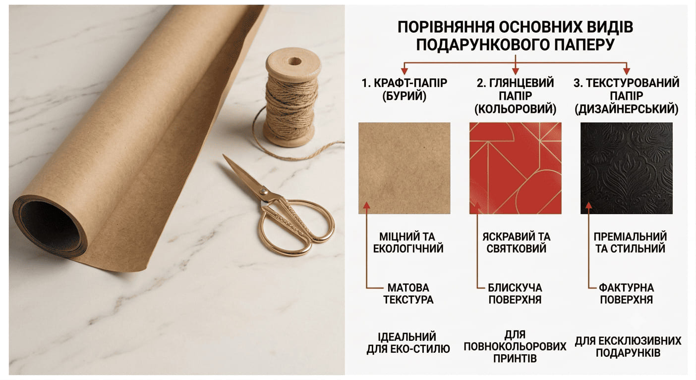 Порівняння видів подарункового паперу